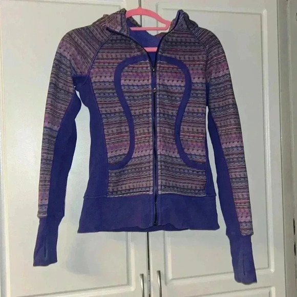 Lululemon Purple Stripped Scuba Full Zip Jacket - Picture 1 of 6
